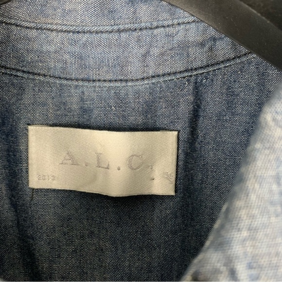 A.L.C women’s Kelly chambray medium wash button up blouse sleeveless blue XS - Picture 7 of 7